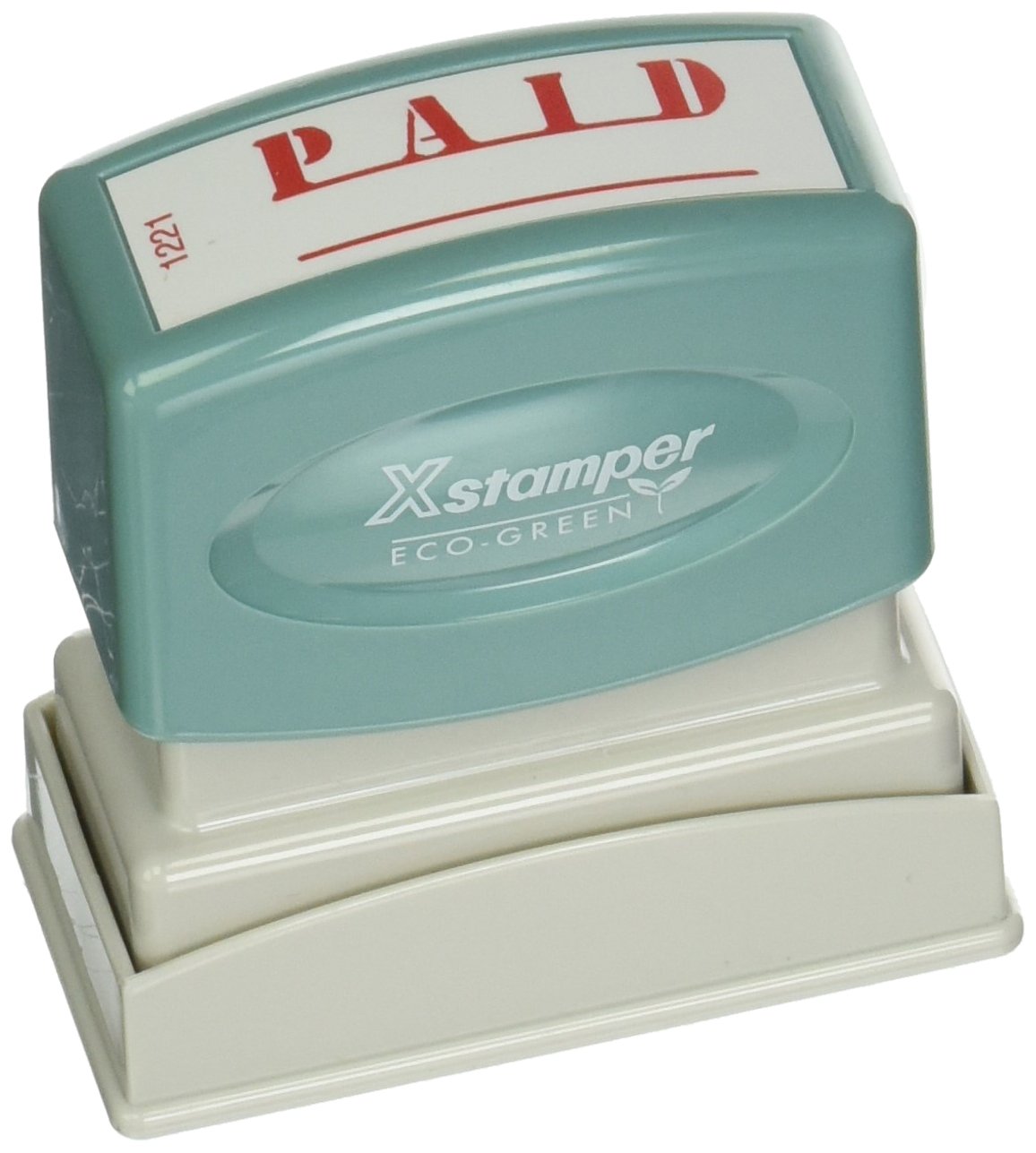Xstamper(R) One-Color Title Stamp, Pre-Inked, 'Paid', Eco Greeen, Box 1 (Xst1221) , Red