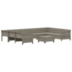 vidaXL Patio Furniture Set 10 Piece, Outdoor Armchair Sofa Ottoman with Cushions, Sectional Conversation Set for Garden Balcony, Gray Poly Rattan