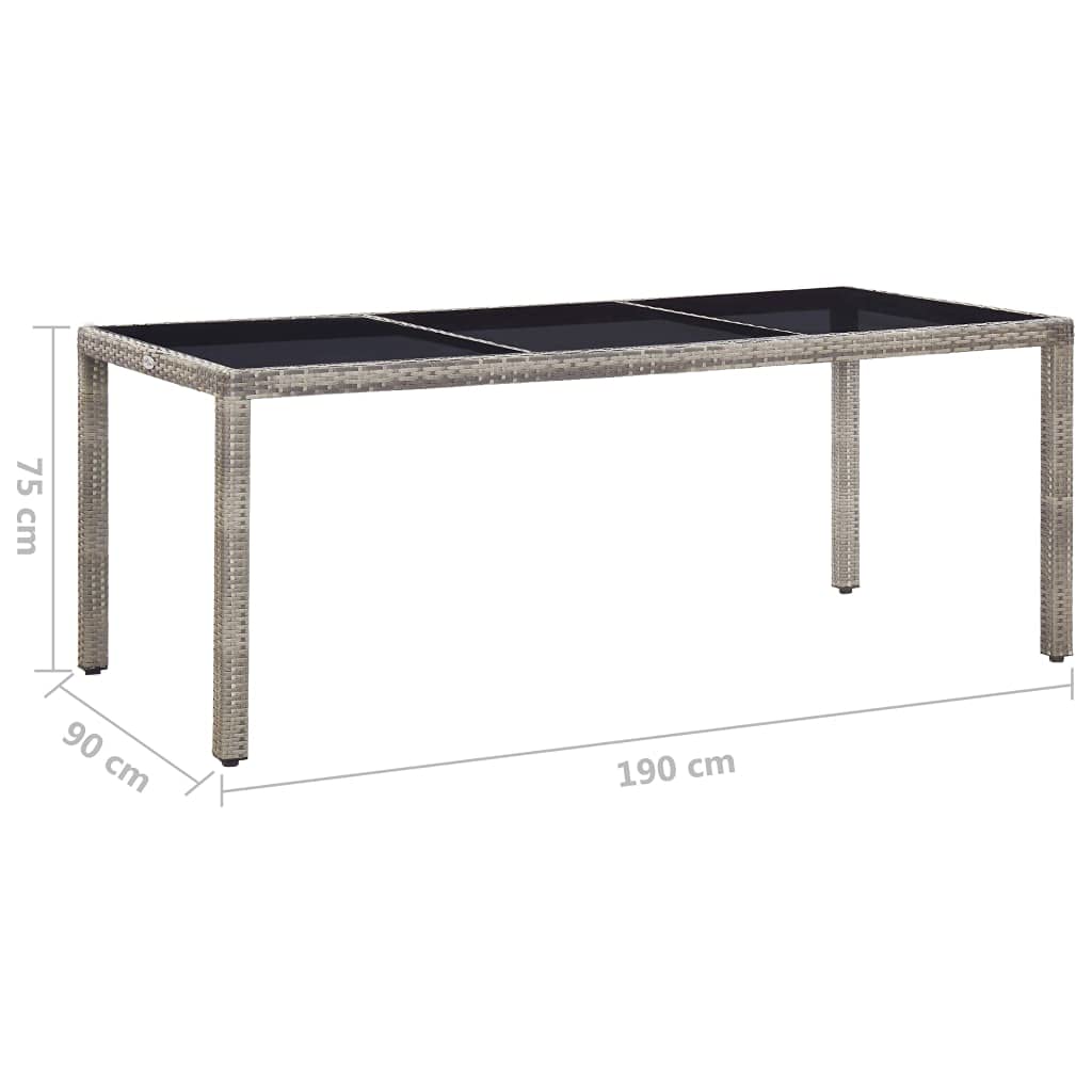 vidaXL Patio Table Gray 74.8"x35.4"x29.5" Poly Rattan
