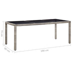 vidaXL Patio Table Gray 74.8"x35.4"x29.5" Poly Rattan