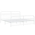 vidaXL King Metal Bed Frame with Headboard and Footboard - White Steel, 81.5"x78"x39.4", with Extra Storage Space