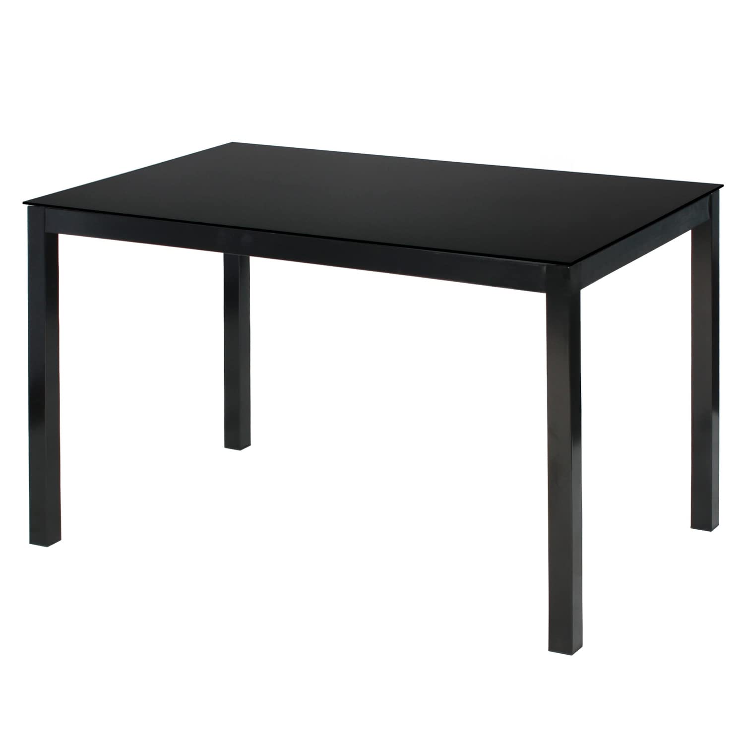 Better Home Products Elliott Tempered Glass Metal Dining Table In Black