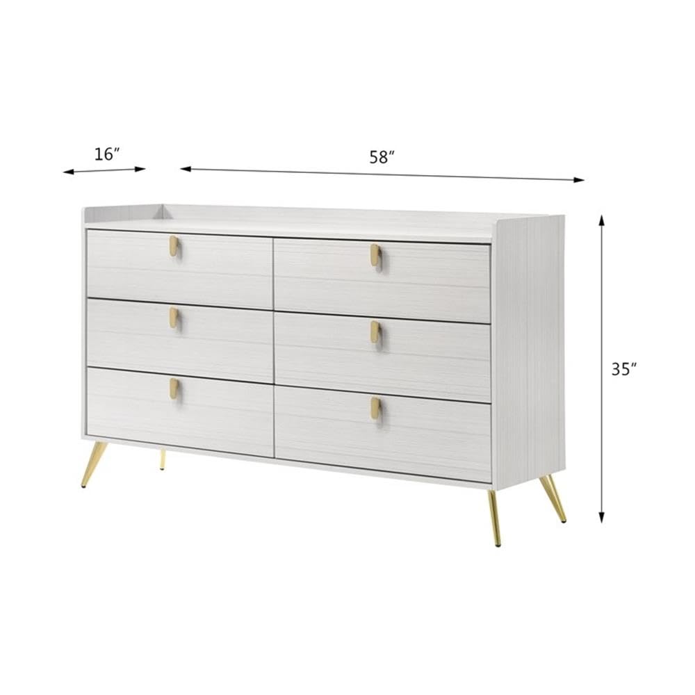 Acme Zeena 6-Drawer Wooden Dresser in White