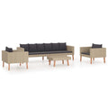 vidaXL 4-Piece Patio Lounge Set with Cushions - Durable PE Rattan Outdoor Sofa and Coffee Table Set - Powder-Coated Steel with Teak Looking Finish and Anthracite Cushions - Ideal for Garden, Terra...