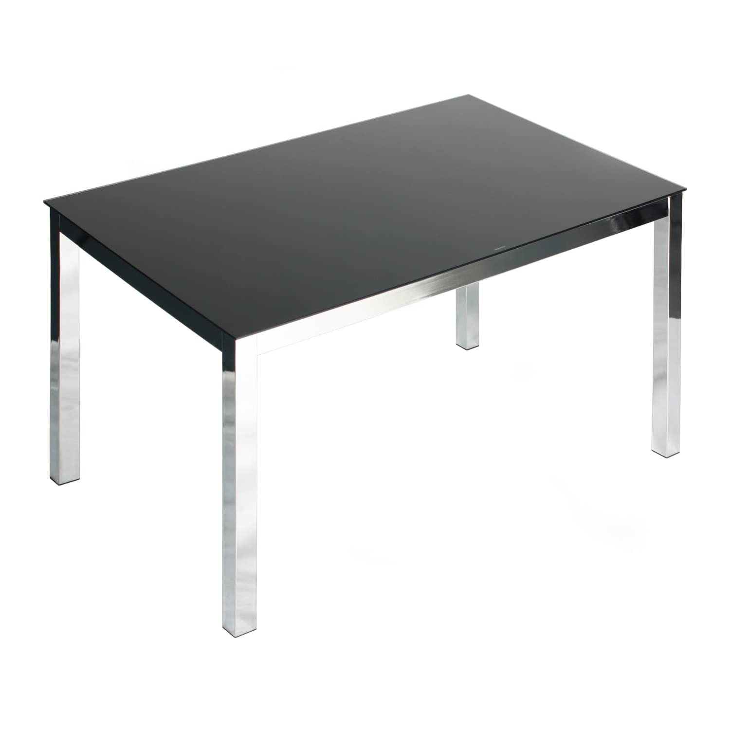 Better Home Products Elliott Chrome Metal Frame Black Tempered Glass Table - Thumbnail 2