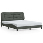 vidaXL Queen Bed Frame with Headboard - Dark Gray - Fabric/Metal/Pine - Modern Style - Waved Design - 85.8"x61.8"x29.3"
