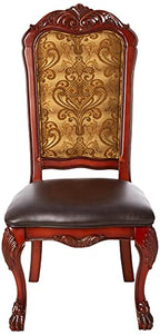 Acme Dresden Dining Side Chair in PU and Cherry Oak (Set of 2)