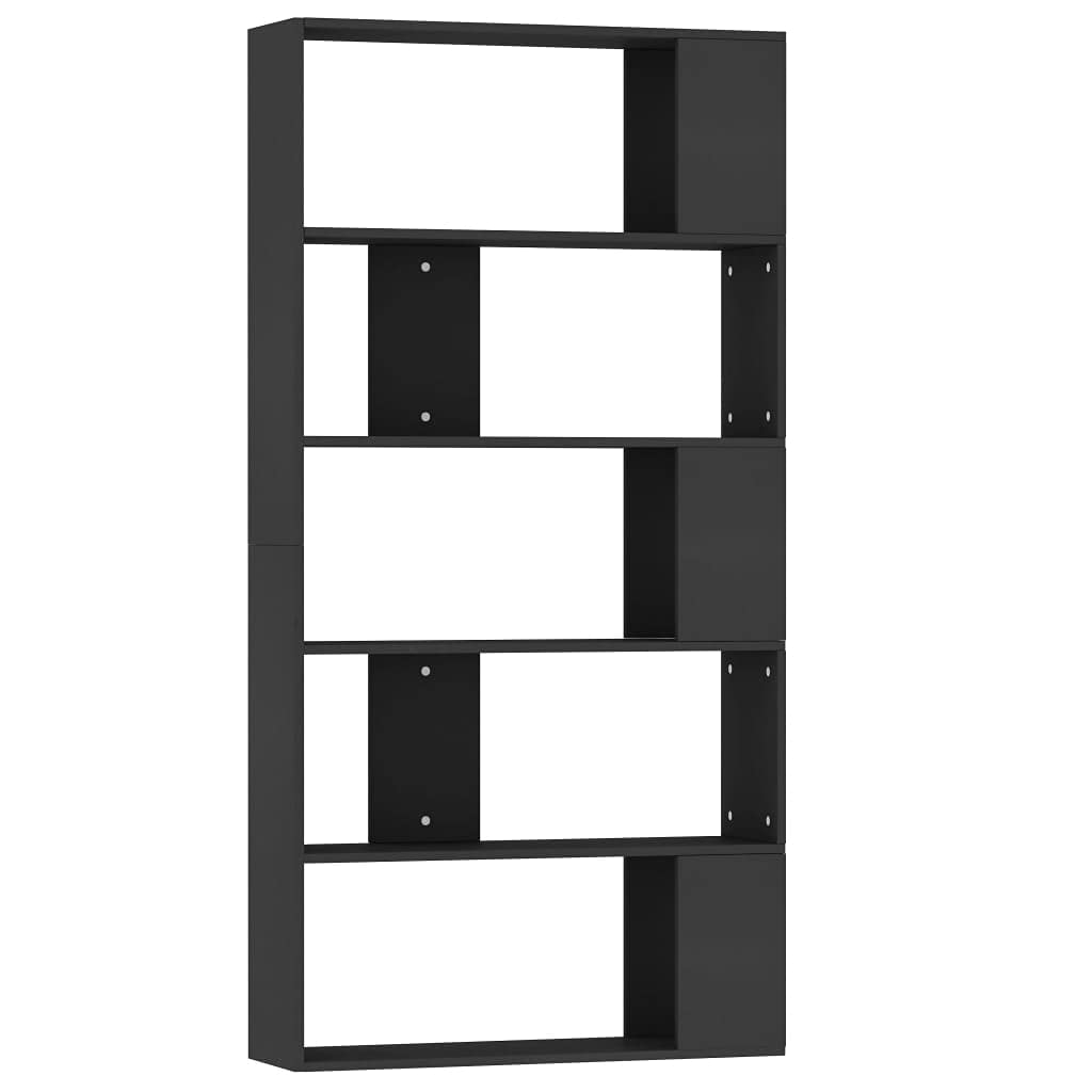 vidaXL Book Cabinet, Room Divider Bookshelf Bookcase for Office Living Room, Freestanding Shelving Unit, Modern, Black Engineered Wood