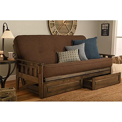 Kodiak Furniture Tucson Frame With Linen Fabric Mattress In Brown/Rustic Walnut