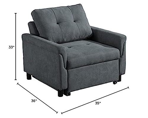 Lilola Home Hannah Dark Gray Woven Convertible Armchair