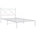 vidaXL White Metal Bed Frame with Headboard - Sturdy Support, Classic Design, Slatted, Under-Bed Storage, Assembly Required 81.5x41.3x35.6 inches