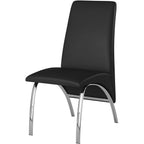 Creative Images Hamil Leatherette Dining Chair with Chrome Legs Set of 2 Black Black Finish