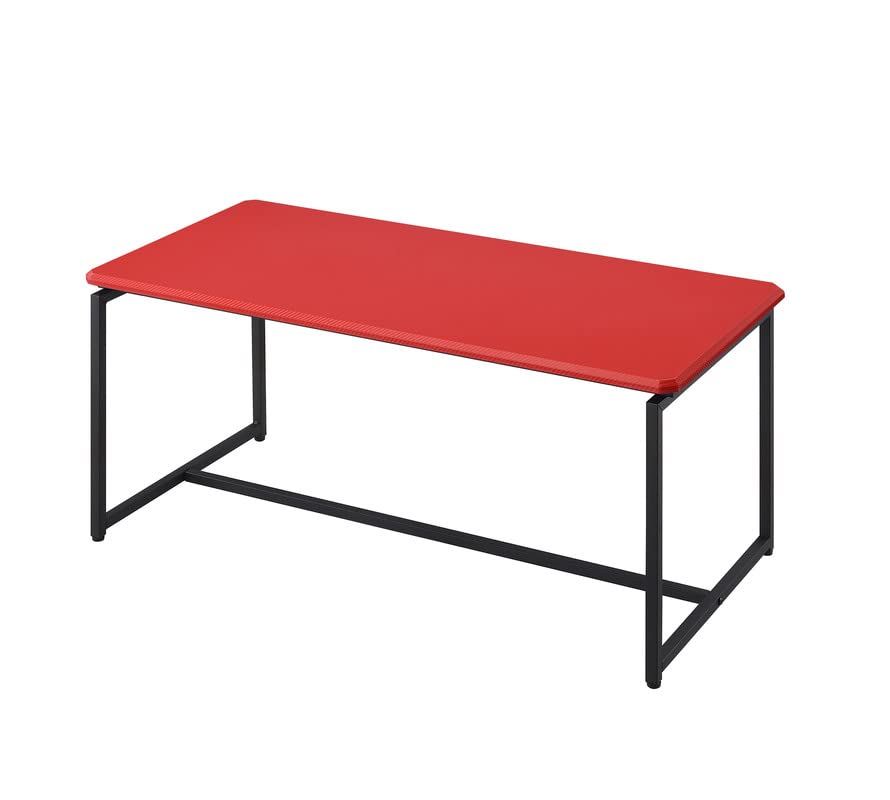 Lilola Home GT 3 Piece Red Carbon Fiber Wrap Coffee Table and End Table Set