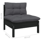 vidaXL Solid Pinewood Patio Lounge Set 3 Piece with Anthracite Cushions Garden Outdoor Lawn Yard Terrace Balcony Wooden Seat Seating Furniture