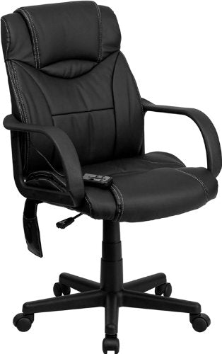 Flash Furniture 690P High Back Leather Massaging Executive Office Chair, Black