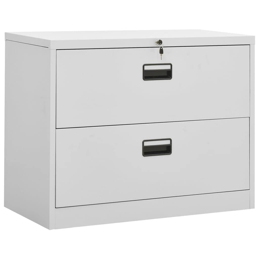 vidaXL Filing Cabinet, File Cabinet for Home Office Living Room School, Storage Cabinet with 2 Drawers, Under Desk, Industrial, Light Gray Steel