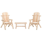 vidaXL 3 Piece Solid Spruce Wood Patio Lounge Set with Sturdy Coffee Table, Comfortable Seats, Untreated Wood for Customizable Painting, Assembly Required