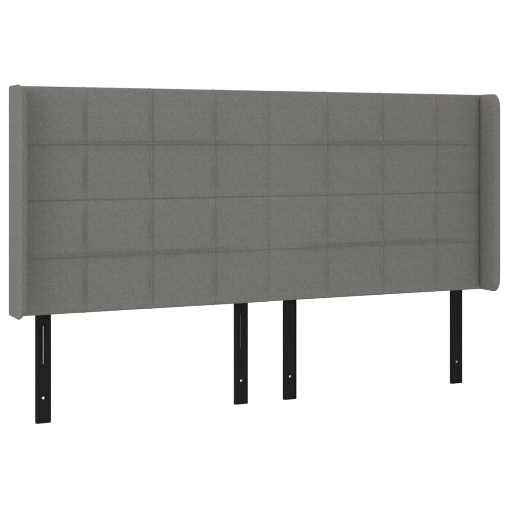 Vidaxl Adjustable Height Headboard With Ears, Durable Fabric Upholstery, Solid Larch Wood Legs - Dark Gray, 72"X6.3"X46.5"/50.4"