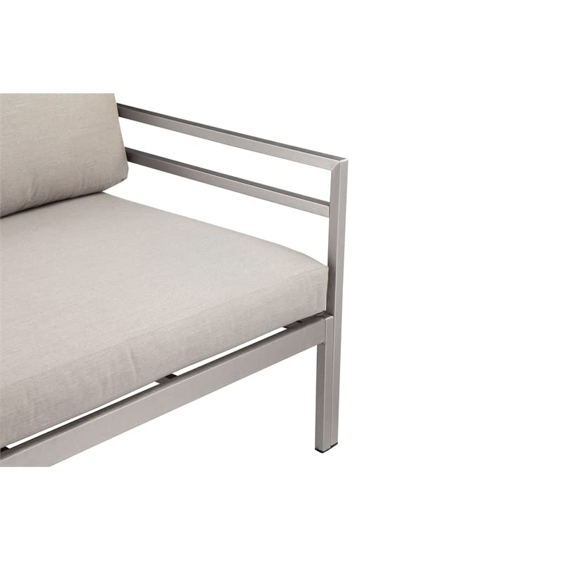Pangea Home Cold 25x65 Two Seater Modern Aluminum Sofa in Gray Finish