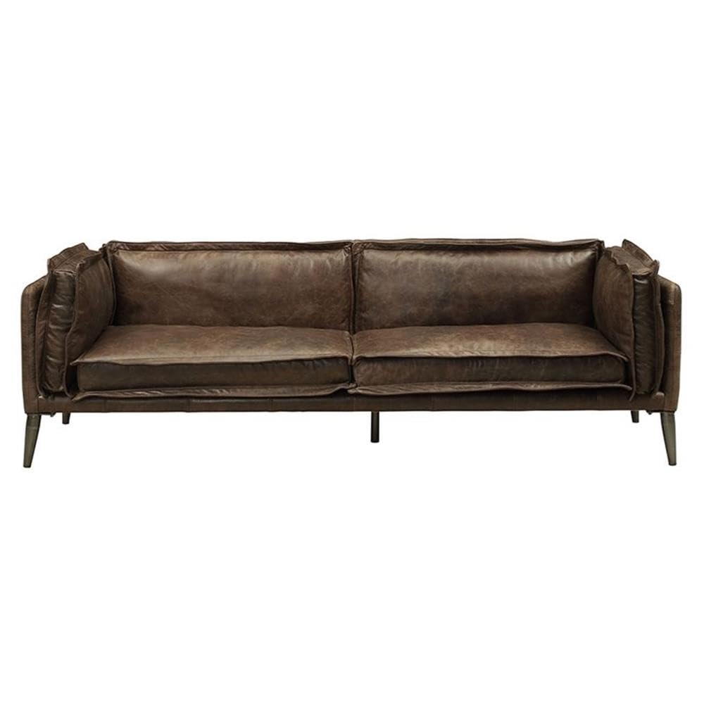 Acme Porchester Leather Sofa in Distress Chocolate