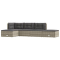 vidaXL 5-Piece Patio Lounge Set in Gray Poly Rattan - Weather Resistant, Powder-Coated Steel Frame, Adjustable Seating, Elegant Design, Includes 2 Sofas, 2 Footstools, and Cushions