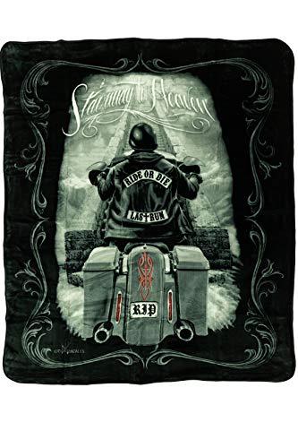 Ride Or Die Motorcycle Stairway To Heaven Queen Size Luxury Royal Plush Blanket 79X95 Inches