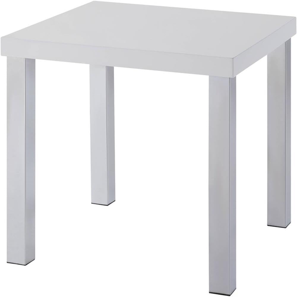 Acme Harta End Table in White High Gloss & Chrome