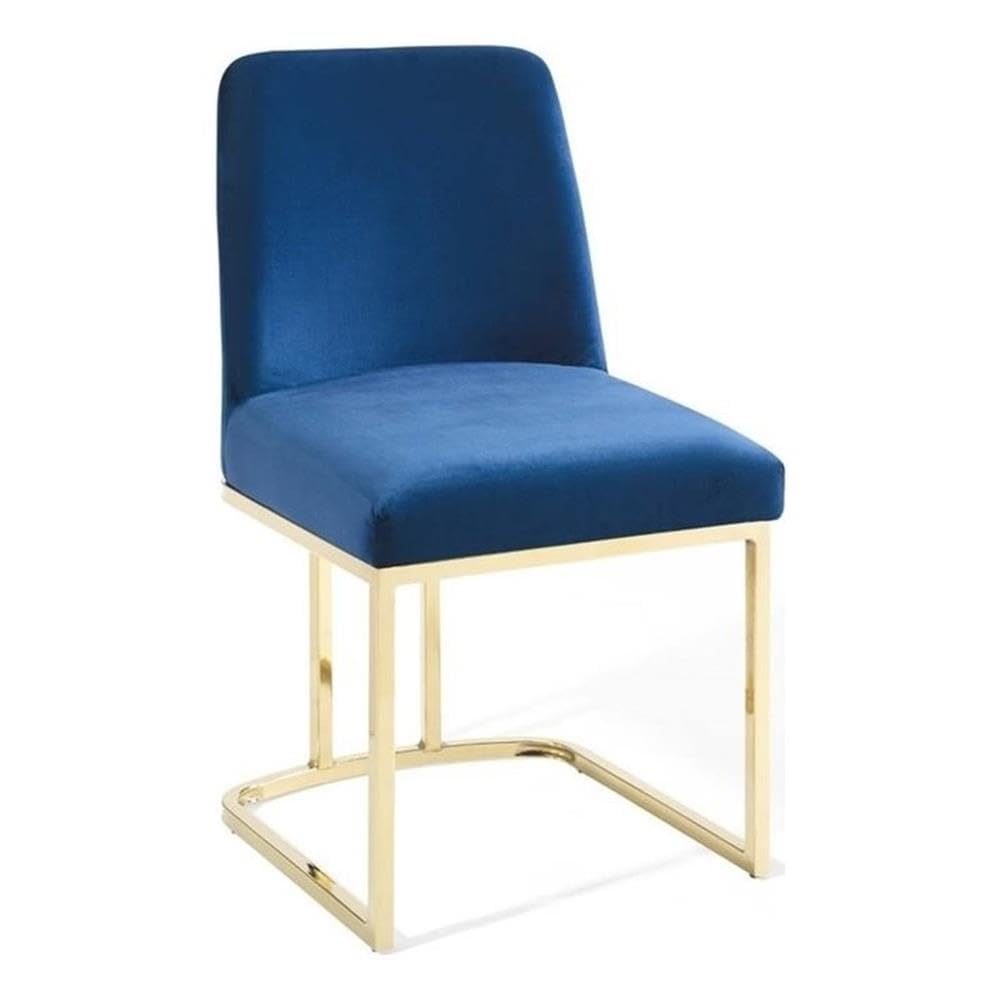 Modway Amplify Sled Base Performance Velvet Dining Side Chair, Gold Navy