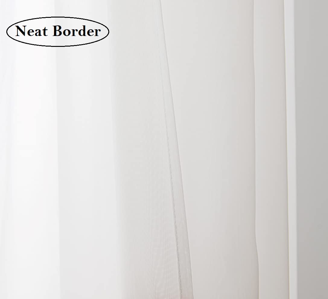 Pi Sheer Voile Curtains Ring Top Panels,Light Filtering Window Curtain For Office/Backdrop 2 Panels (W52 X L95, Beige)