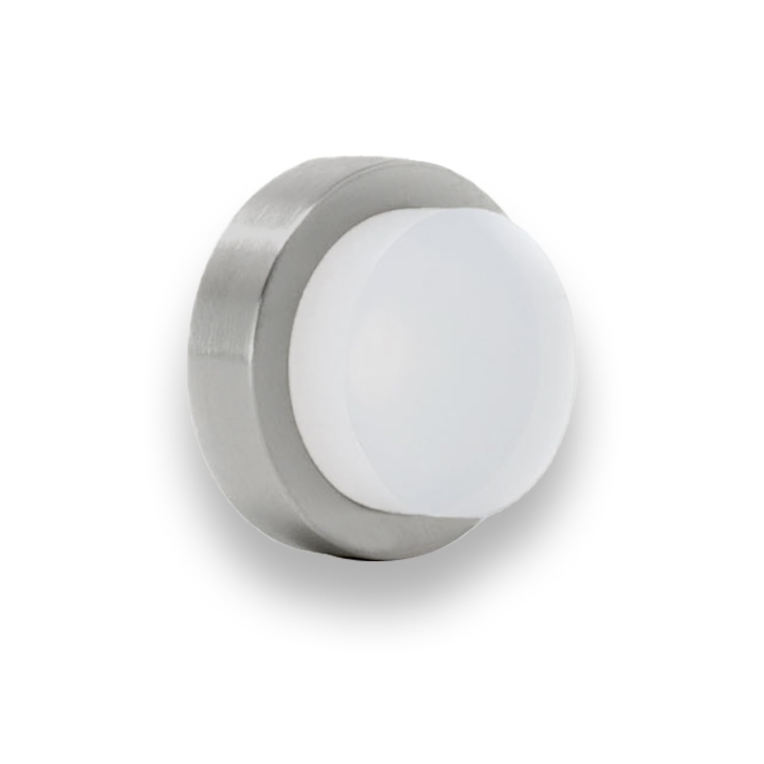 Evi | Wall/Handle Adhesive Doorstop | 0.9' X 0.55' | White Rubber | V2A Stainless Steel | Matte Finish | Includes Screw + Clam