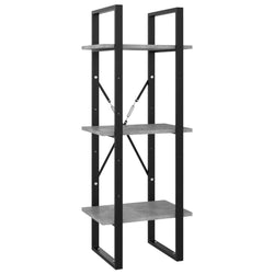vidaXL 3-Tier Book Cabinet Concrete Gray 15.7x11.8x41.3 Chipboard