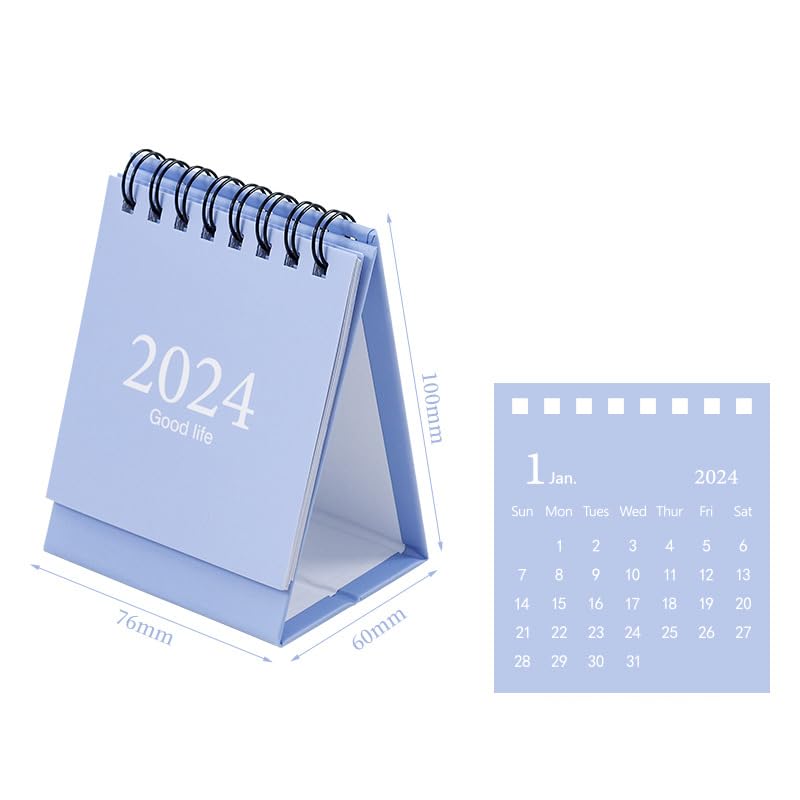 Aiffort Small Desk Calendar 2024 New Year Mini Calendar Creative Desk Multi-Function Timetable Plan Notebook Daily Schedules 2.9