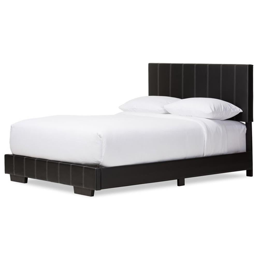 Baxton Studio Atlas Modern and Contemporary Black Faux Leather Full Size Platform Bed