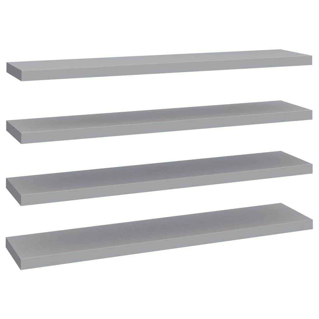 Floating Wall Shelves -SKM Floating Wall Shelves 4 pcs Gray 47.2&quot;x9.3&quot;x1.5&quot; MDF