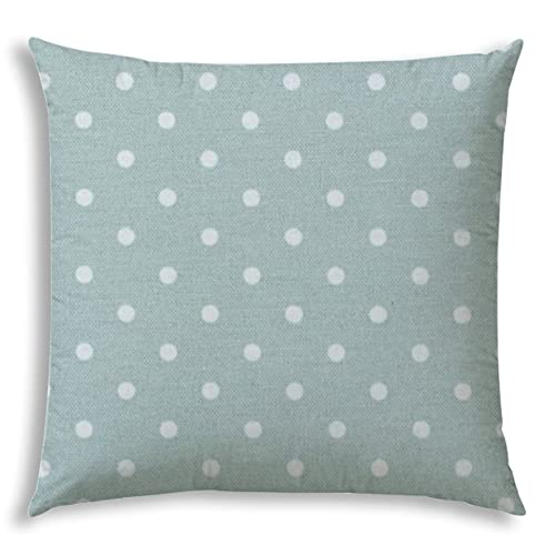 20' X 20' Seafoam and White Zippered Polyester Polka Dots Throw Pillow Cover