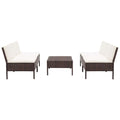 vidaXL 5-Piece Patio Sofa Set with Poly Rattan Brown Cushions - Durable and Weather-Resistant Outdoor Lounge Set Chair-Sofa, Versatile Layouts, Comfortable Seating, Lightweight and Easy to Move