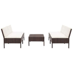 vidaXL 5-Piece Patio Sofa Set with Poly Rattan Brown Cushions - Durable and Weather-Resistant Outdoor Lounge Set Chair-Sofa, Versatile Layouts, Comfortable Seating, Lightweight and Easy to Move