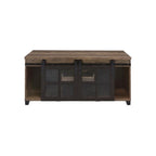 Acme Nineel Wood 2-Door Coffee Table In Rustic Oak And Black
