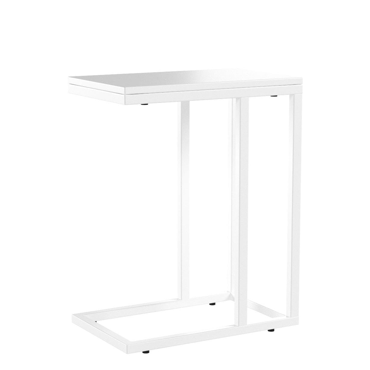 Wlive Side Table, C Shaped End Table For Couch, Sofa And Bed, Large Desktop C Table For Living Room, Bedroom, Creamy White And Black