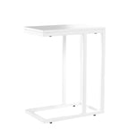 Wlive Side Table, C Shaped End Table For Couch, Sofa And Bed, Large Desktop C Table For Living Room, Bedroom, Creamy White And Black