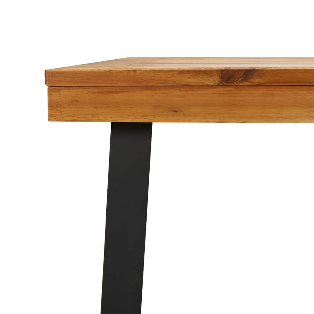 vidaXL Outdoor Patio Table - Large Solid Acacia Wood Dining Table with Stable Tabletop and Powder-Coated Metal Legs, Ideal for Garden or Deck - Brown