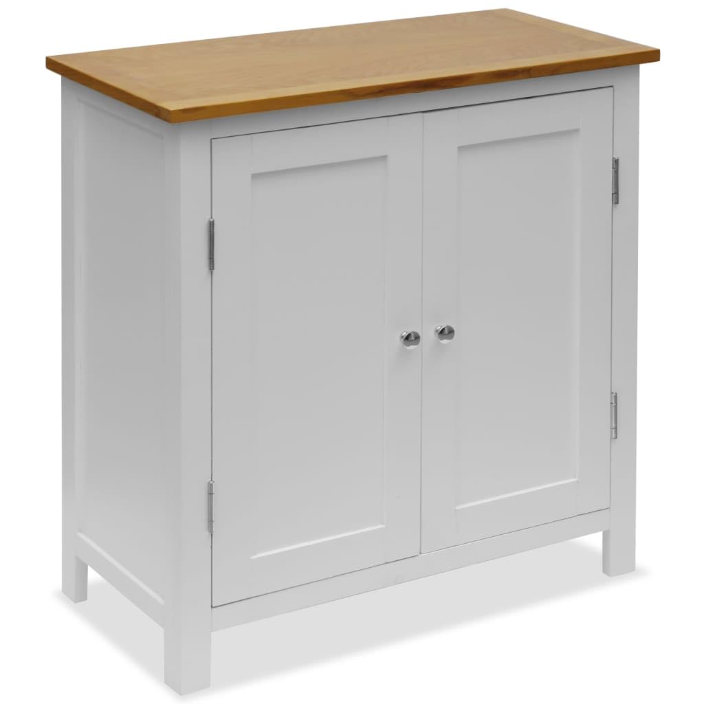 vidaXL Solid Oak Wood Cupboard - Contemporary Farmhouse Style, Two-Tone Design with Ample Storage Space, Sturdy and Durable Sideboard