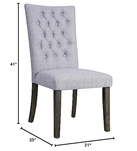 HomeRoots Wood, Fabric, Foam 21&quot; X 25&quot; X 45&quot; 2pc Gray Fabric and Gray Oak Side Chair