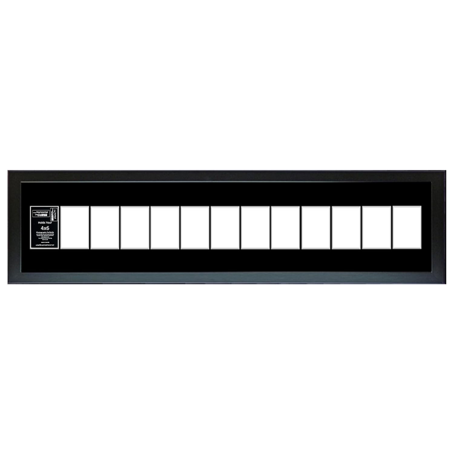 Creative Letter Art 4    x 6    Multiple Opening Picture Frame Collage with 13 holes, Manhattan Black Frame with 10 x 54-inch Bl