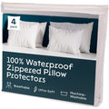 Niagara Sleep Solution 4 Pack Waterproof Pillow Protectors Queen 20X30 Inches Smooth Zipper Premium Encasement Covers Quiet Case