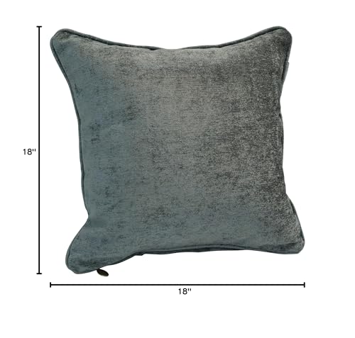 Blazing Needles Corded Square Jacquard Chenille Throw Pillow, 18&quot;, Grey Solid