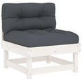 vidaXL Solid Wood Pine Middle Sofa - White | Sturdy Outdoor Furniture with Thickly Padded Cushions | Versatile Modular Design | Ideal for Garden, Patio and Terrace
