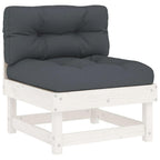 vidaXL Solid Wood Pine Middle Sofa - White | Sturdy Outdoor Furniture with Thickly Padded Cushions | Versatile Modular Design | Ideal for Garden, Patio and Terrace