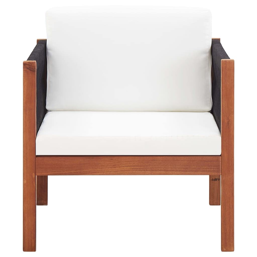 vidaXL Solid Acacia Wood Patio Chairs with Rope Design & Cushioned Seats - Set of Two Perfect for Outdoor Living Space