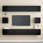 vidaXL TV Cabinet Set 6 Piece TV Stand HiFi Cabinets Plasma Cabinet Home TV Cabinets Stereo TV Units Furniture Black Engineered Wood